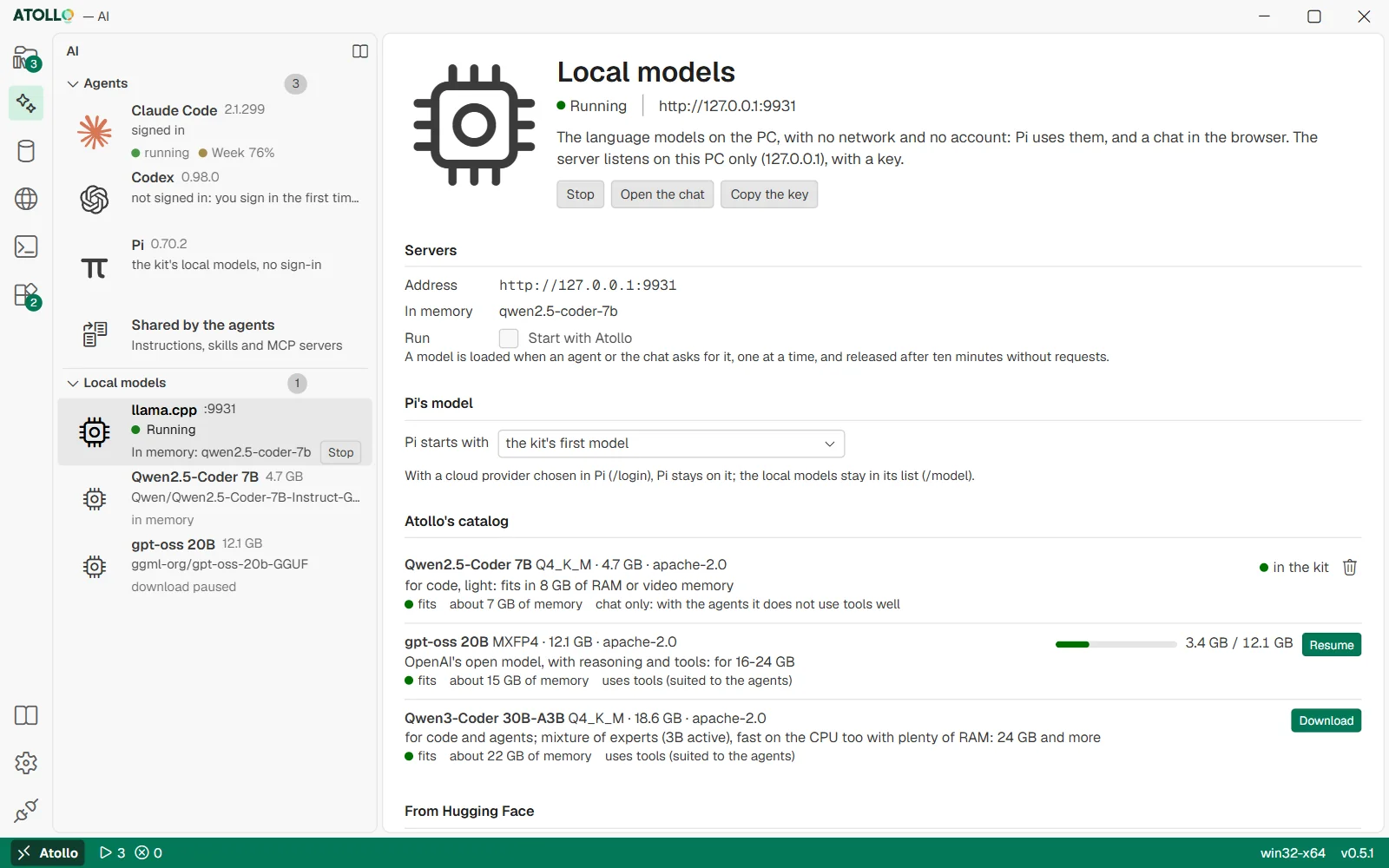 The AI page: local models
