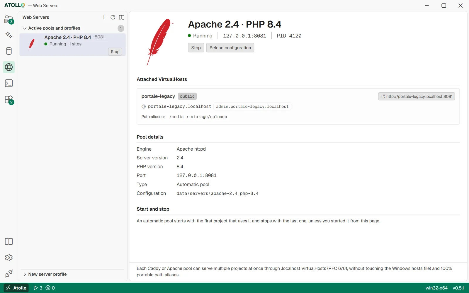 The Web Servers page